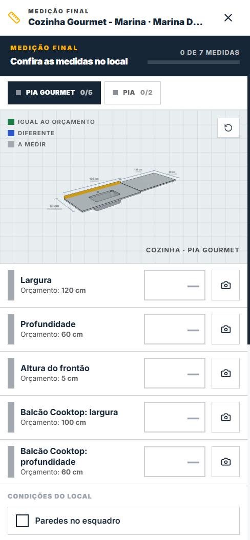 Medição final na obra conferindo as medidas do orçamento no checklist para marmorarias